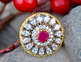 Victorian Diamond Finger Ring with Ruby